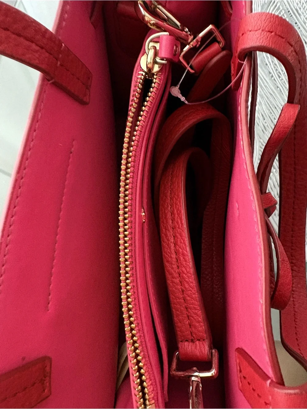 kate spade Red Leather Tassel Satchel with Bow Detail